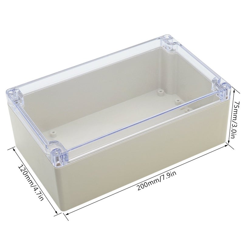 LeMotech ABS Plastic Junction Box Dustproof Waterproof IP65 Electrical Enclosure Box Universal Project Enclosure Grey with PC Transparent Clear Cover 7.9 x4.7 x2.9 inch(200 x120 x75 mm) - Image 2